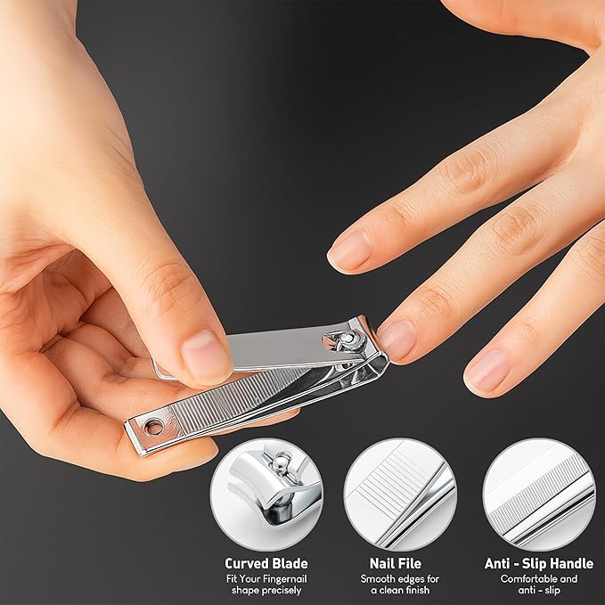 UM Supplies Cuticle Trimmer | Professional Cuticle Nipper With 2 Pushers, Nail Cutter + Pouch | Travel Set | Pedicure Manicure Nail Care Tool Stainless Steel (Jaw 5mm Double Spring)
