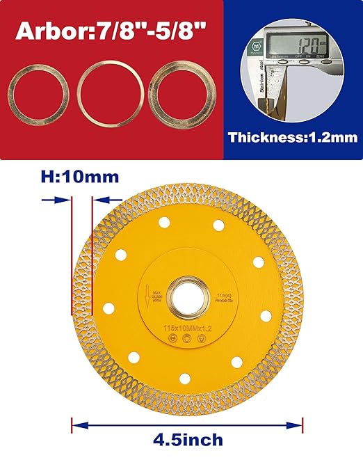 2 Pcs/Lot Super Thin Diamond Saw Blade Porcelain Cutting Blade for Cutting Granite Marbles Tiles (4.5-2pcs)……