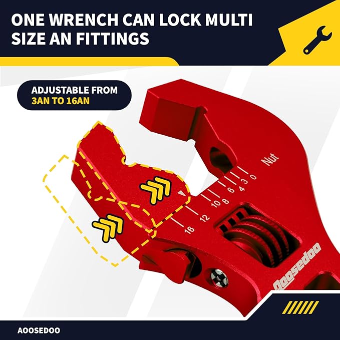 Adjustable AN Fittings Wrench AN Wrench for Hose Fitting Adapters AN Fitting Tool 3AN-16AN Lightweight Aluminum Red. With a Double Hose End Fitting Wrench 6AN Socket-AN8 B-nut Blue