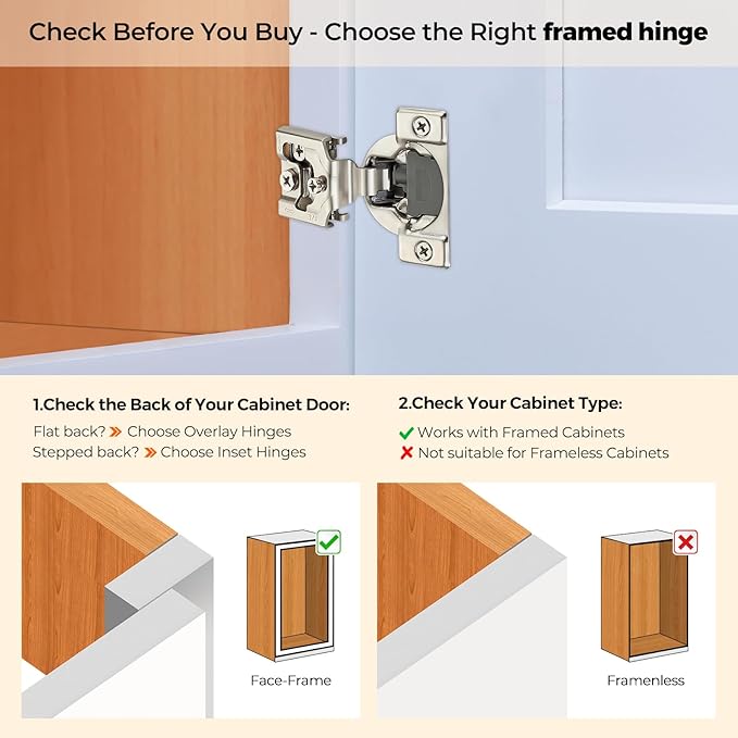 Ravinte 50 Pack 25 Pair 3/4 inch Overlay Cabinet Hinges Kitchen Soft Close Cabinets Hinges Hidden Door Hinge for Kitchen Cabinet Hinges Stainless Steel Adjustable Hinges Satin Nickel Cabinet Hardware