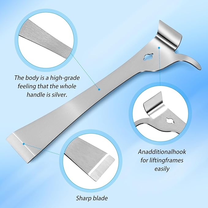 Beekeeping Stainless Steel Hive Scraper Tool J Hook Multi-Functional Hive Tool for Beekeepers(1 Pcs)