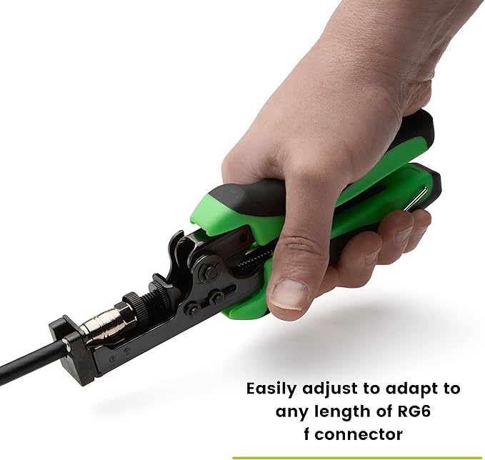trueCABLE F Connector Compression Tool, Adjustable for RG6, RG 6 Quad Shield, & RG59 F-Connectors, Coax Cable Crimper