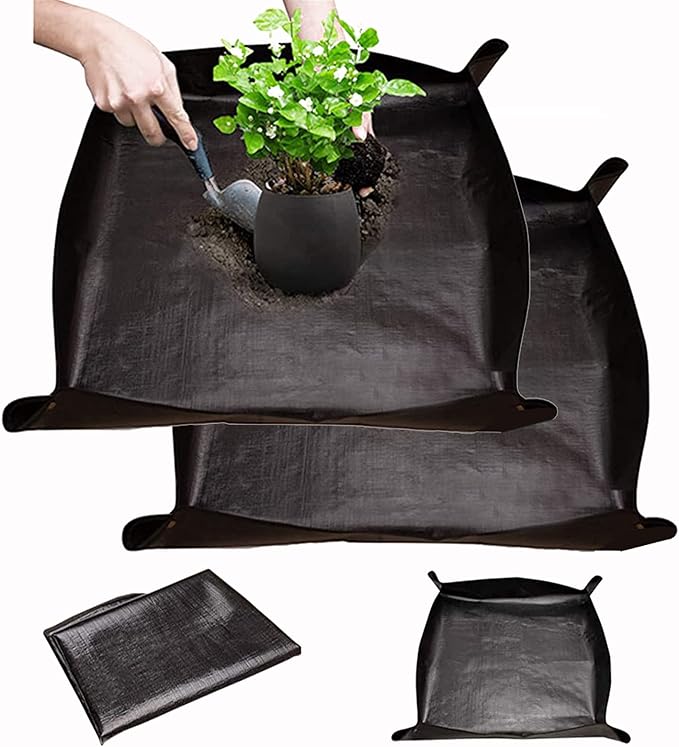 BIUWING 2PCS 39.4" x 39.4" Large Plant Repotting Mat Waterproof Transplanting Mat Indoor Plant Potting Mat Portable Gardening Mat Foldable Garden mat