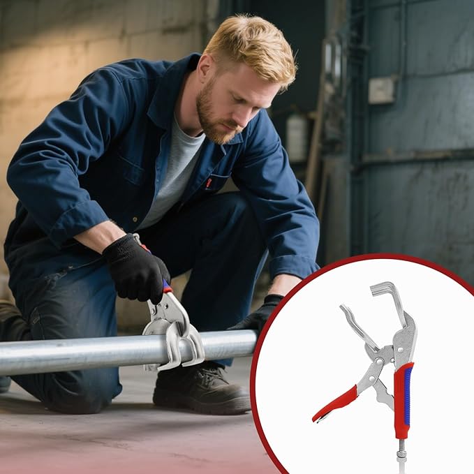 10" Locking Pliers - Quick-Release Welding Clamps with U-Shaped Jaws, Ergonomic Grip for Metalworking, Grinding & DIY Projects