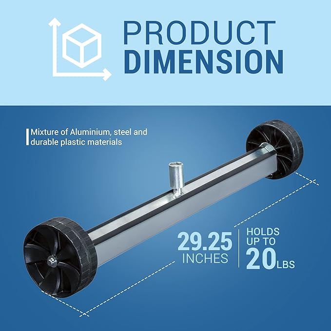 Quick-Release Rolling Magnetic Sweeper, Proudly Made-in-the-USA, 26-Inch Nail Magnet Sweeper on 4-inch Poly Wheels, for Easy Metal Debris Clean-Up. Roofing Edition. Handle sold seperately!