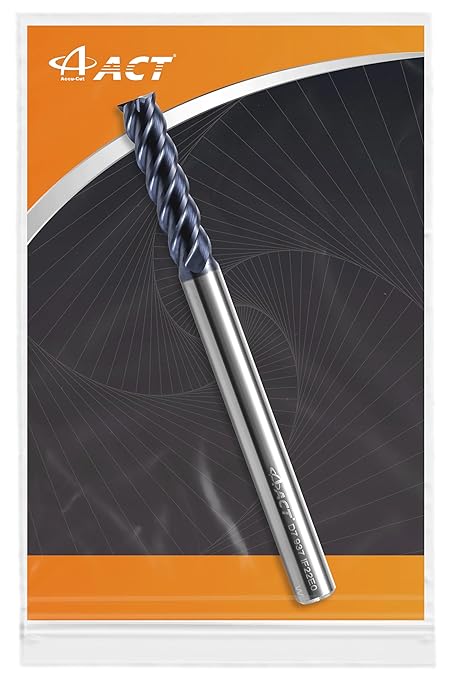 ACCUCUT I4KEL 5/16??Carbide Square End Mill- 4 Flute Milling Bit for Steel, Forge Steel, Hardened, Copper, Alloys & Materials < HRC 50 - AlTiN Coating CNC Router Bit, 45 Degree Helix