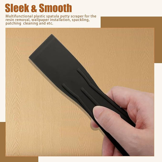 6pcs Flexible Plastic Putty Knife Set - 2 Inch Wide Scraper for Wall Repair, Spackling, Drywall Taping & Painting Projects (Black)