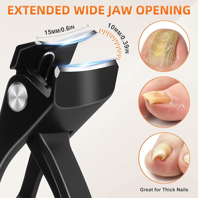 Toe Nail Clippers for Thick Nails for Seniors, Slanted Angled Head Large Toenail Clippers for Men with Wide Jaw, Heavy Duty Sharp Edgy Fingernail Clipper with Long Handle
