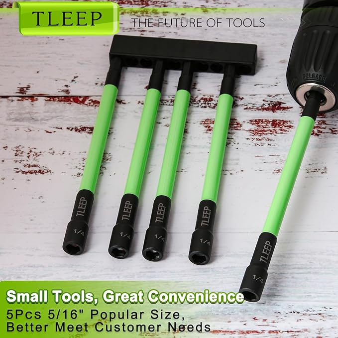 150MM 1/4" Magnetic Power Nut Driver Set for Impact Drill, 1/4" Hex Head Drill Bit Set SAE Screwdriver Socket Set, Chrome Vanadium Steel Quick Change Chuck Socket Wrench Nut Setters