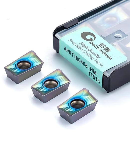 10Pcs APKT160408-HM Lathe Indexable Solid Carbide Milling Turning Insert for The Finishing of Steel and Other Hard Metal HRC60 (APKT160408-HM TF618)