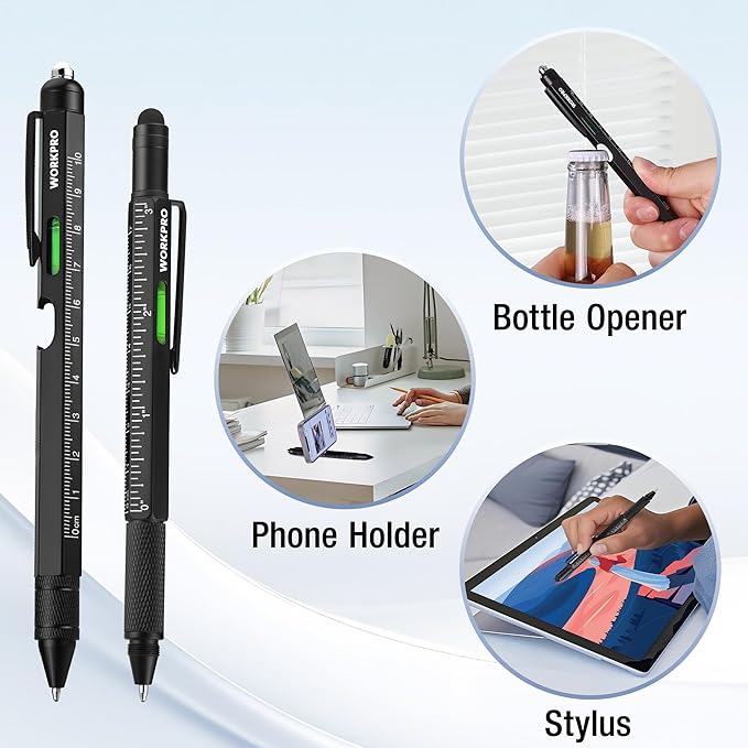 WORKPRO Father's Day Gifts for Men, 9 Functions Multi-tool Pen Set, Birthday Gifts for Who Have Everything, Cool EDC Gadgets for Men, Stocking Stuffers, for Dad Grandpa Husband Him Adults Boyfriend