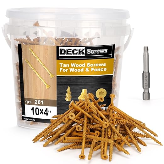Deck Screws #10 x 4?쇺? T25 Star Torx Drive Flat Head Wood Screws, Tan, 5lb