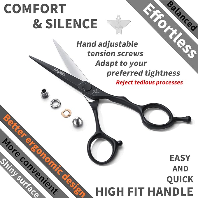 High-end Professional Extremely Very Sharp Barber Hair Cutting Scissors Hairdresser Shears For Hair 5.5 Inch Haircut Scissor Made Of Stainless Steel For Hairdressing Salon and Home Use