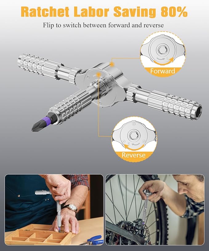 40 in 1 Magnetic Ratchet Screwdriver Set, Multi Bit Ratcheting Screwdriver Set with Detachable Ratchet Handle, Repair Tool Kit for Computer Bicycles Furniture DIY