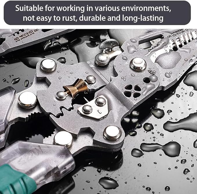 Saker 18-in-1 Folding Electrician Pliers, Multi-Function Professional Wire Stripper Tool with Voltage Tester Light, Built-In Screwdriver and Cable Hook Knife, Compact Electrical Pliers for Home DIY