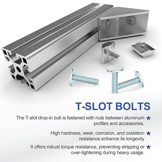 PATIKIL 1/4"-20 t Track Bolts, 40 Pack 2 Inch T-Slot Bolts Kayak Rail Bolt Accessories for Universal t Track Woodworking Jigs and Fixtures, Silver