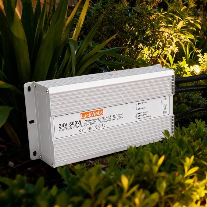 LED Driver 24V800W Waterproof Power Supply AC 90-130V to DC 24V33.3A Switching Power Supply IP67 Low-Voltage Transformer Suitable for Outdoor LED Lighting Fixtures and Any 24V DC Equipment