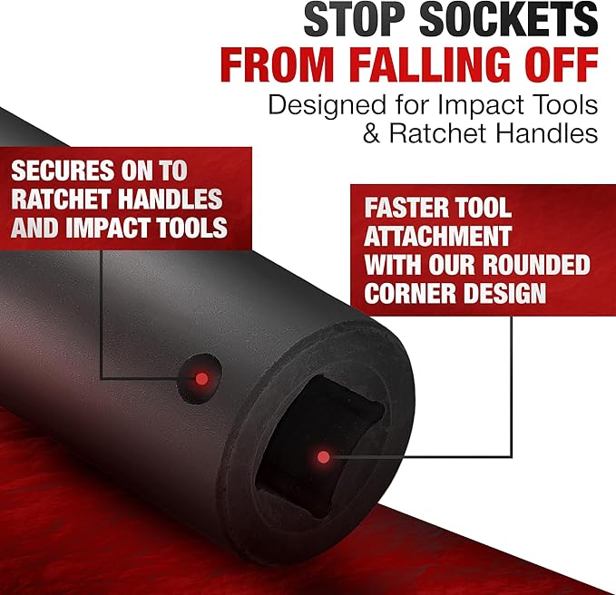 TIGHTSPOT 1/2 Inch Drive - 15/16 Inch Deep Impact Socket with Anti-Rounding 12 Point Design, Heat-Treated CRV Steel