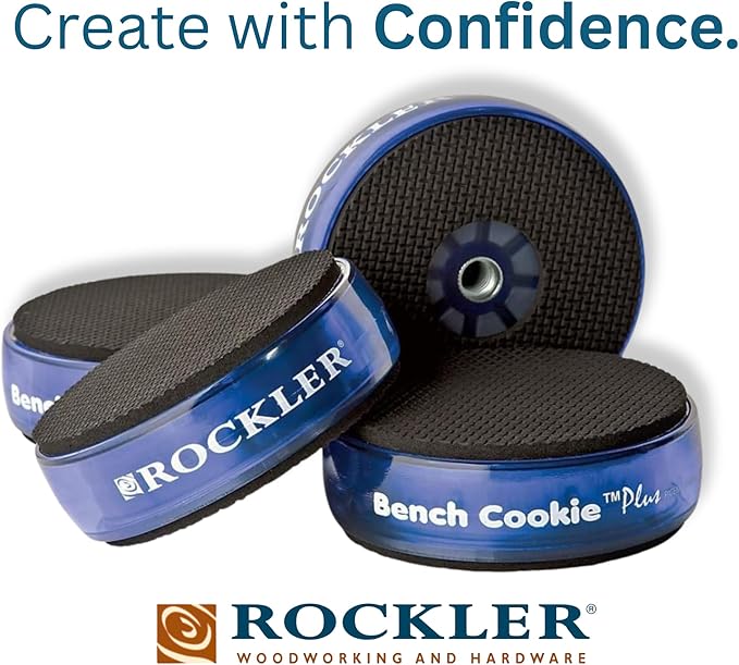 Rockler Work Bench Cookies Plus Work Grippers (4 Pack) ??Rockler Bench Cookies Protect Workpiece from Scratches and Benchtop Debris - Woodworking Kit for Most Average-Sized Panels