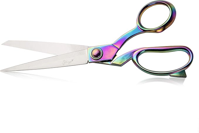 eZthings짰 10" Dressmaker Sewing Classic Ultra Sharp Shears Heavy Duty Tailor Fabric Scissors in Titanium Coating Stainless Steel (10 Inch Rainbow)