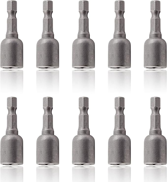 10 Pcs Quick-Change Power Nut Driver Set 3/8" (10mm) Hex Shank Magnetic Power Nut Setter Driver Bits