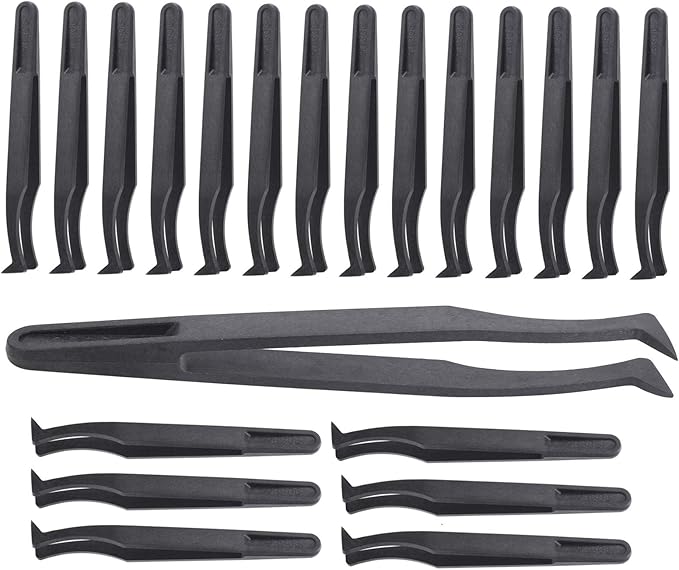 20Pcs Industrial Tweezers, 20Pcs 93306 Anti‑Static Tweezers Accury and Small in Size PPS+carbon Fiber for Processing and Installation Of Components