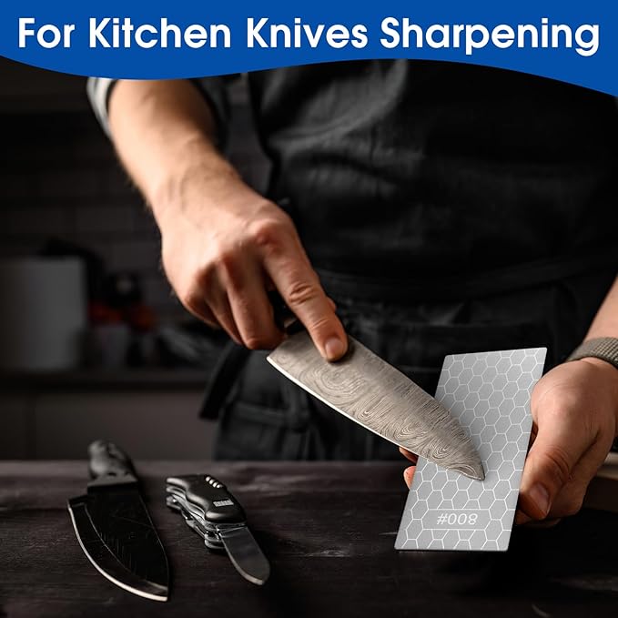 5 PCS Diamond Sharpening Stone, Double-Sided Sharpening Plate Honing Stones with Coarse Plate and Non-slip Base for Scissors, Knives 400/600/800/1000/1200 Grit (6 in. x 2.5 in)