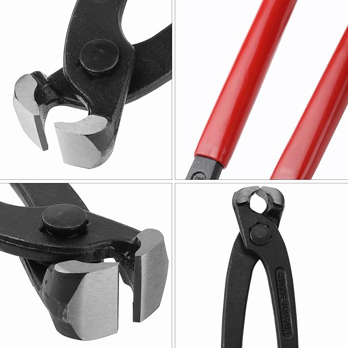 Bates Nail Puller - Red, 8-Inch, End Cutting Pliers, Carpenter Tool, Staple Puller