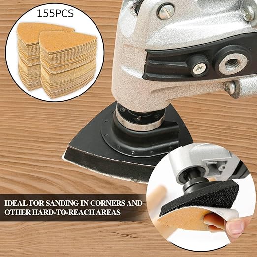Gulrear 268PCS Multitool Sanding Pads for Oscillating Tool Sanding Attachments, Contains Triangle and Finger Sandpaper in a Variety of Grits, Detail Sanders for Woodworking, Metal and Other Surfaces