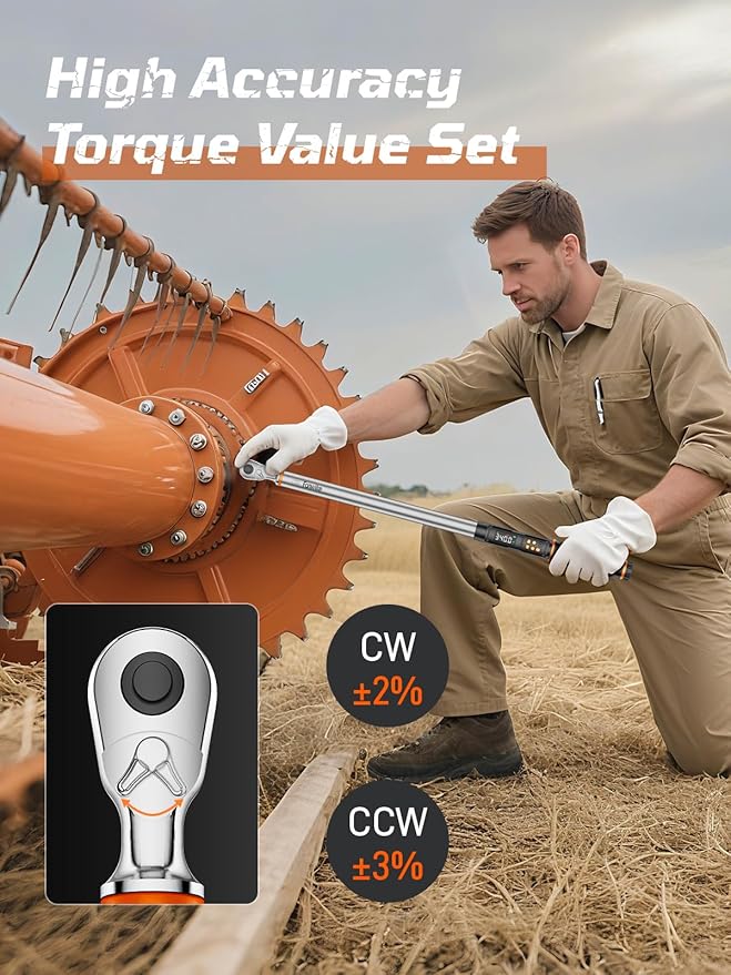 Fanwiike 1/2" Drive Digital Torque Wrench, 12.54-250.8 Ft.lb /17-340 Nm, Foot Pound Torque Wrench Electronic with Buzzer & LCD Indicator, Torque Wrench Set for Cars Automotive, 짹2% Accuracy