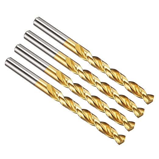 PATIKIL 9.5mm Drill Bit, M42 8% Cobalt High-Speed Steel Jobber Straight Shank 135° Titanium Nitride (TiN) Coated for Hard Metal Stainless Steel - 4 Pack