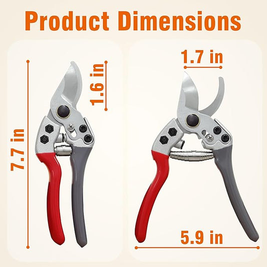 Gardzen 8" Bypass Prunning Shear Garden Scissors, SK5 Sharp Precision Cut Steel Blade Pruner, Blade Lock