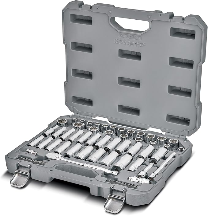 Ingersoll Rand 68 Piece 3/8-Inch Drive Metric/SAE Mechanics Tool Set, 72 Tooth Seal Headed Ratchet Handle, Chrome-Vanadium Steel Shallow/Deep Sockets, Universal Joint Socket - 752018