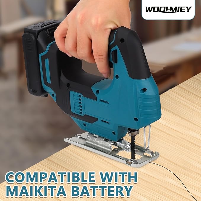 20V Brshless Cordless Jig Saw,Cordless Jig Saw Kit Varible Speed with LED Light, 55mm Cutting Thickness, Brushless Motor, Blue Color, Battery Charger for Metal Cutting