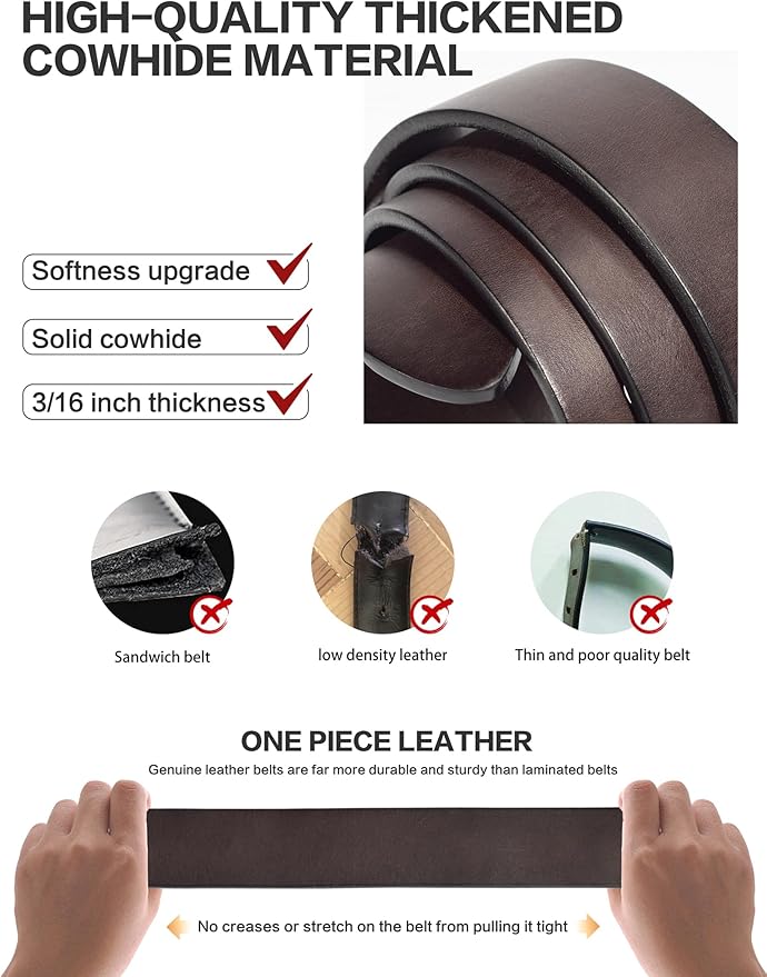 Thicken Full Grain Leather Mens Belt Heavy Duty Mens Work Belt Mens Belt High Hardness Buckle Packed In Gift Box