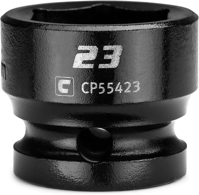 Capri Tools 23 mm Stubby Impact Socket, 1/2 in. Drive, 6-Point, Metric, CP55423