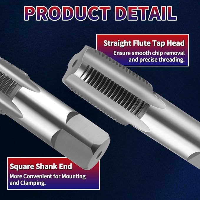 FANOVO 6pcs NPT Pipe Tap Set, Precision Carbon Steel NPT Threading Plumbing Tap Tap Plastic Case Kit with 1", 3/4", 1/2", 3/8", 1/4", 1/8" NPT Tap, for Plumbers Mechanics DIYers Clean Accurate Threads