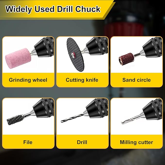 2Pcs Drill Chuck Adapter Keyless, 1/4 Inch Hex Shank Drill Bit Adapter Converter for Impact Driver, Quick Change Impact Drill Chuck Adapter in 0.6-8mm, 0.3-3.6mm for Tool Attachment