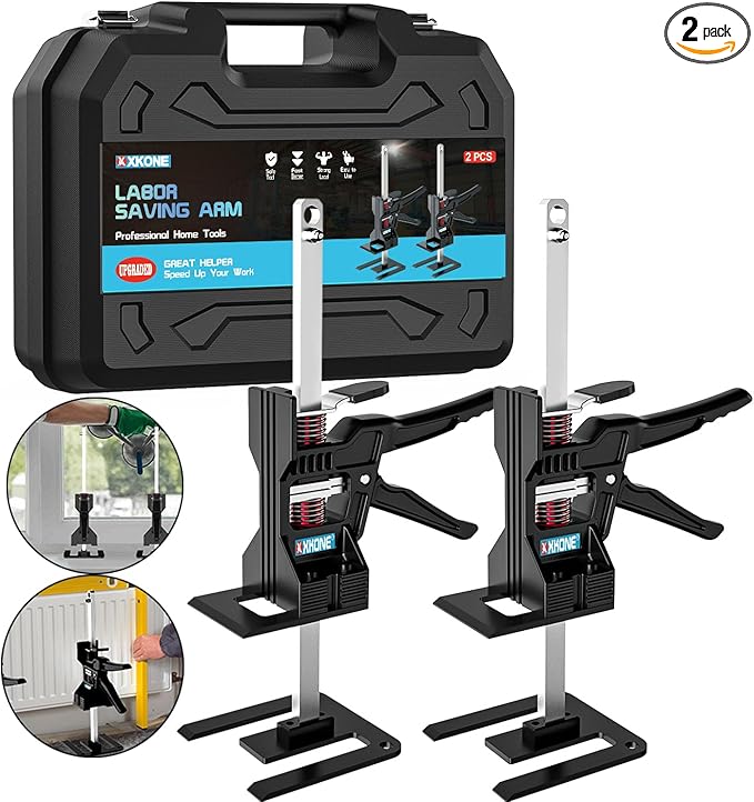 Labor Saving Arm Jack(2 Pcs),Multi-Function Height Adjustment Lifting Device with Storage Case,Suitable for Door Panel Lifting,Wall Tile Locator,Cabinet Jack and Board Lifter etc.