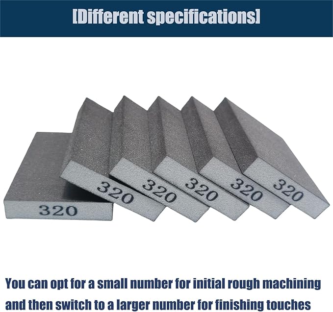 6 PCS 320 Grit Hand Sanding Blocks Set - Superfine Sander Sponge, Wet and Dry Dual-use Sanding Sponges, Washable and Reusable, Ideal for Wood Metal Wall Polish
