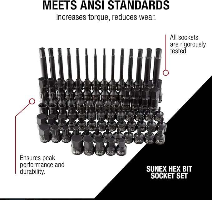 Sunex 3569 3/8" Dr. Master Hex Bit Impact Socket Set (84 Piece)