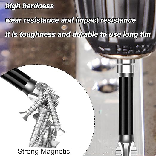 12PCS High Magnetic Screw Driver Drill Bit Set, Magnetic Drill Bits Anti-Slip Set, Strong Magnetic Durability Screwdriver Drill Bit Set, 25 50 65 70 90 150MM Magnetic Screwdriver Bits