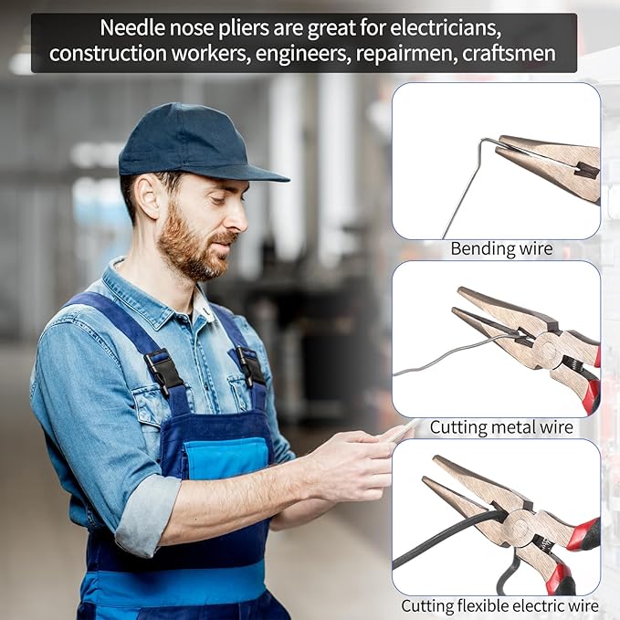 Lasnten 12 Pack Mini Needle Nose Pliers Bulk, 5 Inch Small Long Nose Pliers with Side Cutter, Spring Loaded Thin Needle Precision Tool for Crafts Jewelry Making Tiny Project DIY (Black)