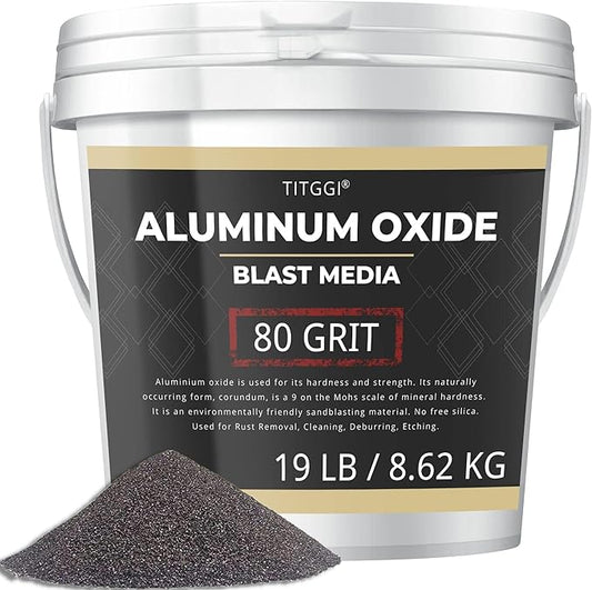 #80 Grit Aluminum Oxide Blast Media(19 LBS/8.6kg) - Premium Long-Lasting Sand Blasting Media, High Abrasive Force Sand Blaster Sand for Metal, Sandblasters, Blasting Cabinet, Blasting Guns - by TITGGI