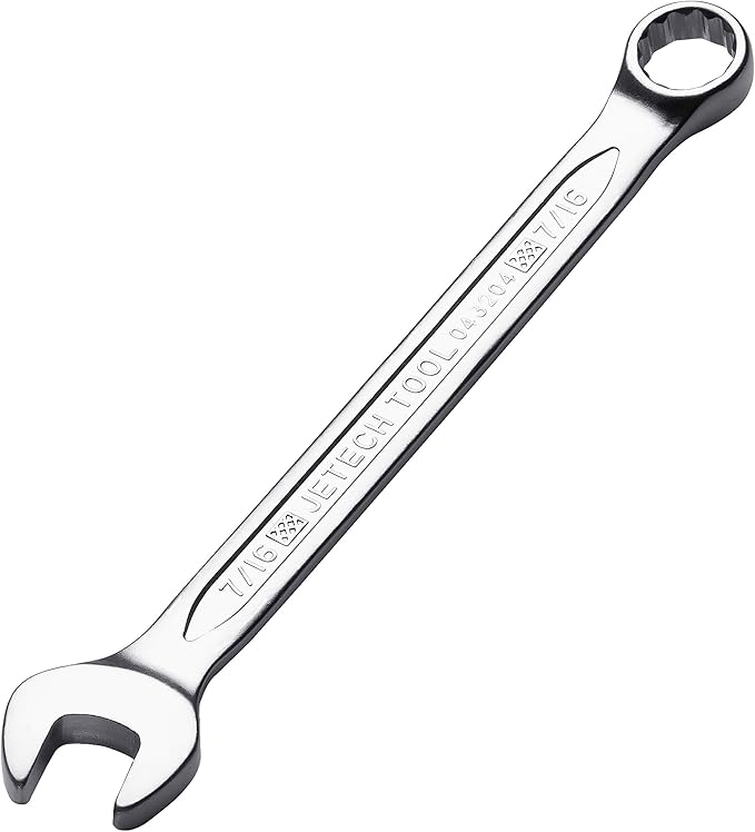 Jetech 7/16 Inch Combination Wrench, Industrial Grade Cr-V Steel Spanners with Precise 12 Point Opening, Off-Corners Design