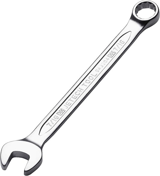 Jetech 7/16 Inch Combination Wrench, Industrial Grade Cr-V Steel Spanners with Precise 12 Point Opening, Off-Corners Design
