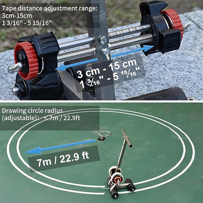 Floor Tape Applicator with Drawing Circle Kit Hand Push Line Striping Machine Parking Lot Striping Machine, for Basketball Courts, Road Warning