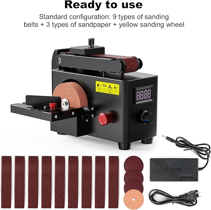 Twotrees Multi-Function Sander Combines Max Heat Bed Silicone Spring Grinding 200W Electric Sander 8500RPM Mini Belt Sander, suitable OUYZGIA 4pcs Black Acrylic (Black)