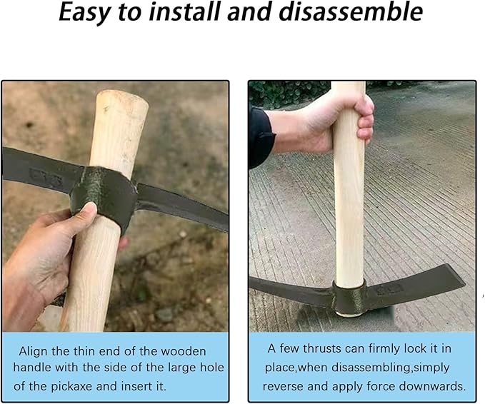 Forged Heat Treated Weeding Garden Pick Axe,for Gardening,Planting Vegetables and Fruits,Camping and Outdoors Climbing Pickaxe