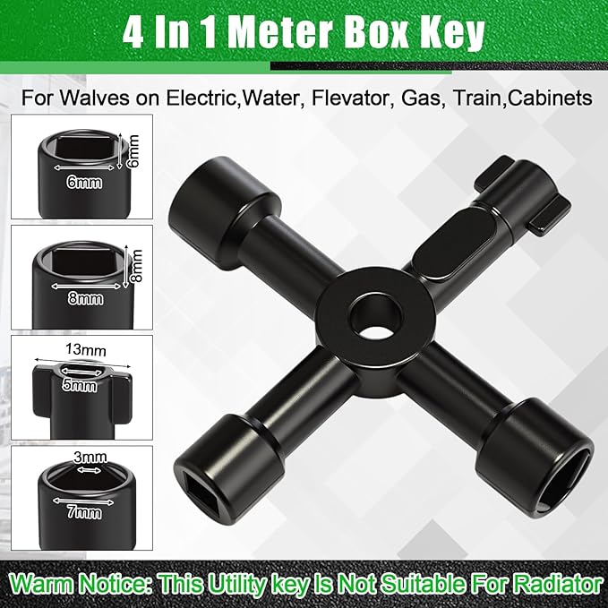Lanties 5 Pcs Angle Stop Wrench Kit Plumbing Tool, Compression Sleeve Puller for 1/2" Compression Fitting Ferrule Puller Removal Tool for 1/2" Copper Tubing 4-way Multi-functional Utility Key (Green)
